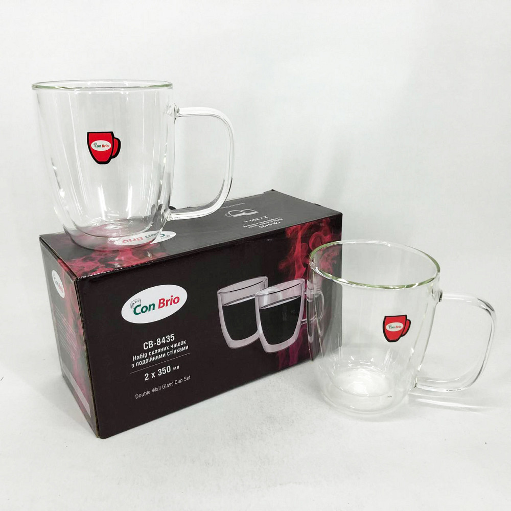 Кружка с двойным дном Con Brio СВ-8435-2, 2шт, 350мл, Кружки стеклянные с двойным дном HI-40 Львов - изображение 6