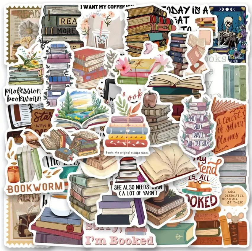 Книжные наклейки стикеры, Декоративные наклейки, Виниловые водонепроницаемые наклейки, 60 штук Киев - изображение 2