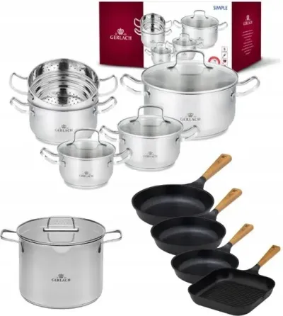Gerlach Simple Каструлі Zestaw 9el. + Сковорідки 20 24/28cm Каструля 7l Grill (332K22) Киев