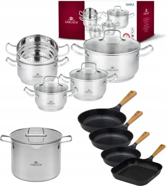 Gerlach Simple Каструлі Zestaw 9el. + Сковорідки 20 24/28cm Каструля 7l Grill (332K22) Киев - изображение 1