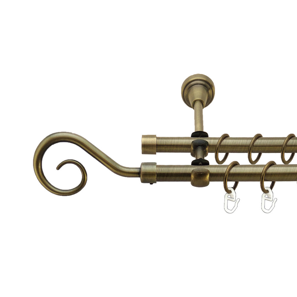 Карниз Orvit Гак металевий дворядний відкритий Антик 16\16 мм 240 см (7318518) Львів - фото 1