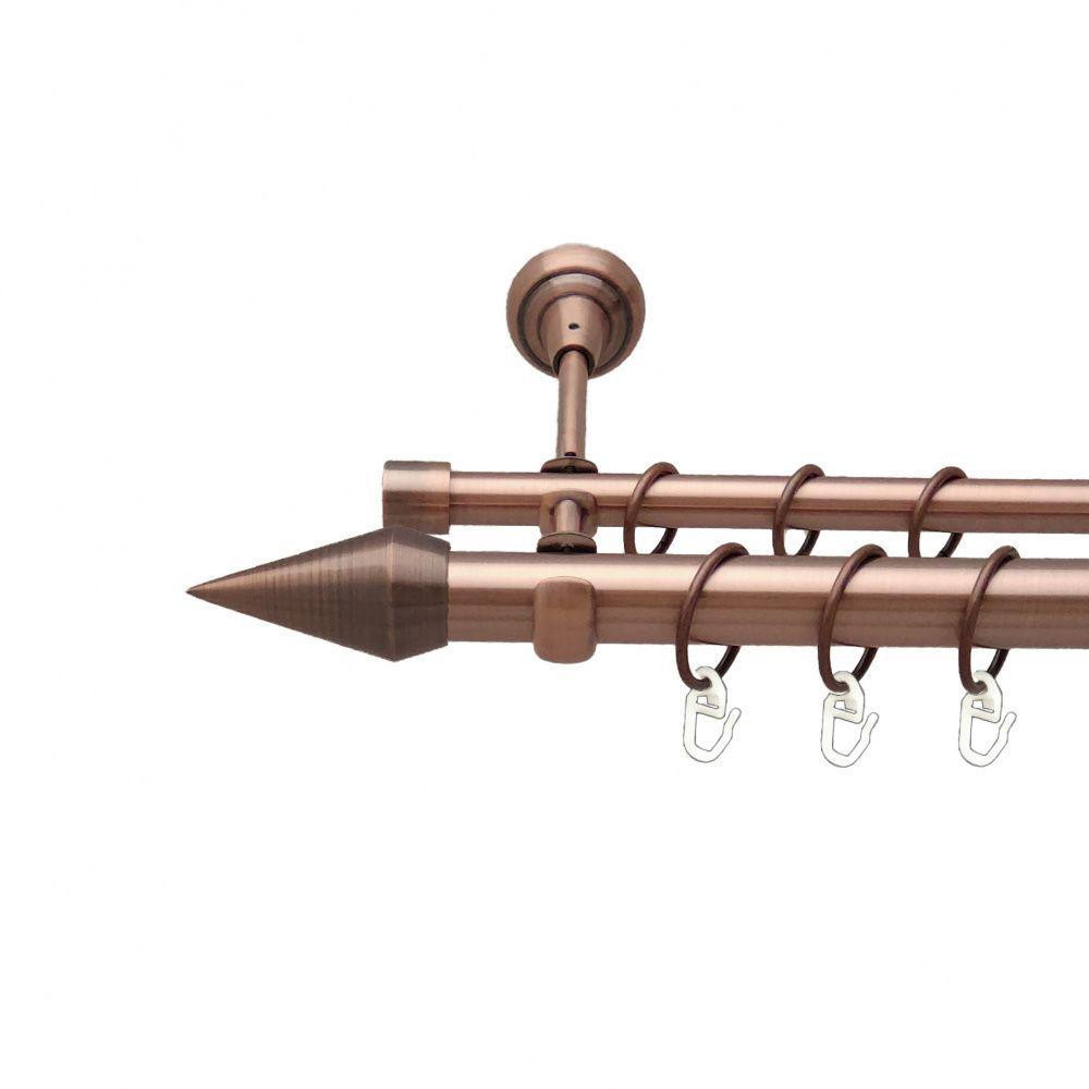 Карниз Orvit Конео металевий дворядний відкритий гладка труба кільце металеве Мідь 25\16 мм 140 см (00-00012526) Львів - фото 1