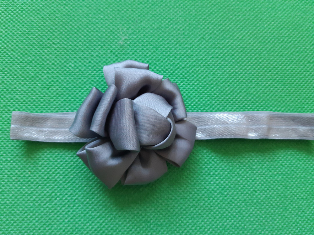 Пов'язка для дитини сірого кольору - квітка 7см, розмір універсальний (на резинці) Київ - фото 1