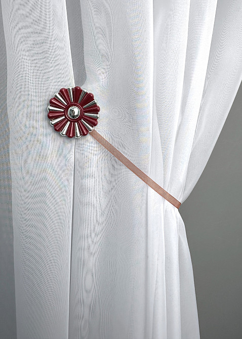 Магниты для штор и гардин Хризантема набор 2 шт Бордовый с серебристым (81-299) Киев - изображение 4