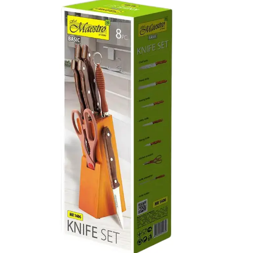 Набір ножів Rainbow 7 предметів на підставці кольорові ручки MR-1406 Maestro Житомир - фото 6