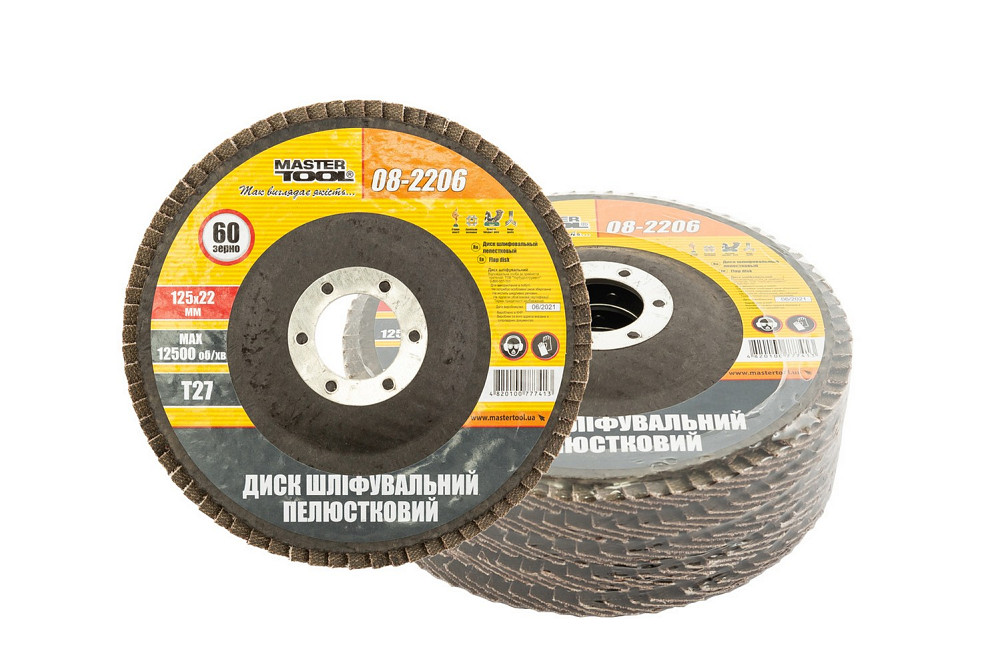 MASTERTOOL Диск шліфувальний пелюстковий MASTERTOOL Т27 зерно 60 125×22 мм 5 шт 08-2206PC Київ - фото 3