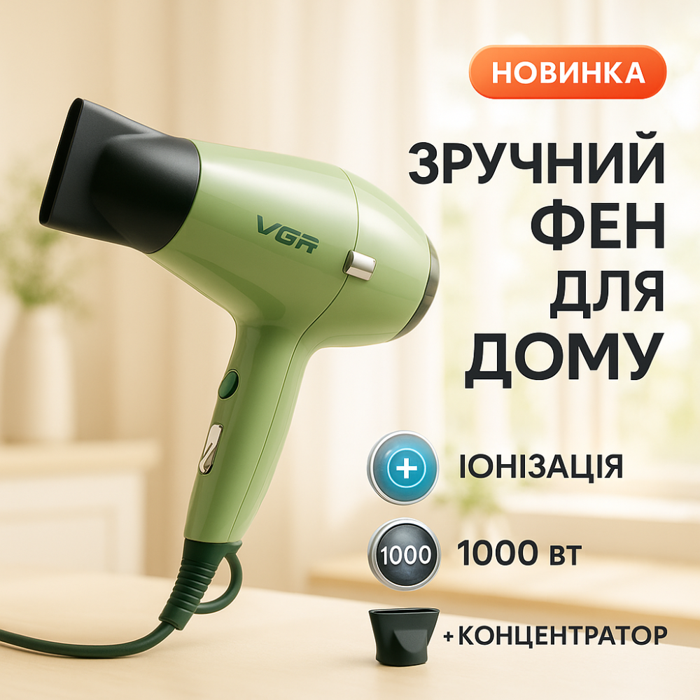 Фен для волос с режимами VGR V-432, Профессиональный фен с ионизацией и термозащитой UE-60 Львов - изображение 14