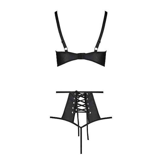 Комплект білизни Passion TASMINA SET L/XL black, ліф, високі трусики з корсетом ззаду Sex Aura Київ