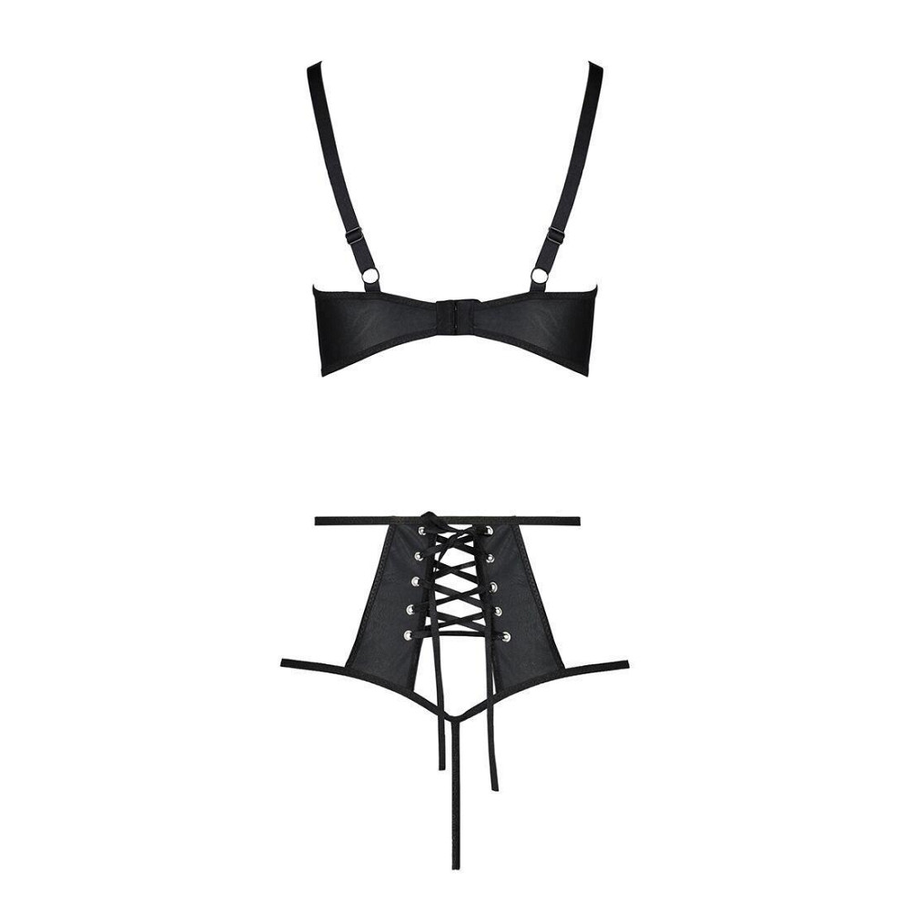 Комплект білизни Passion TASMINA SET L/XL black, ліф, високі трусики з корсетом ззаду Sex Aura Київ - фото 4