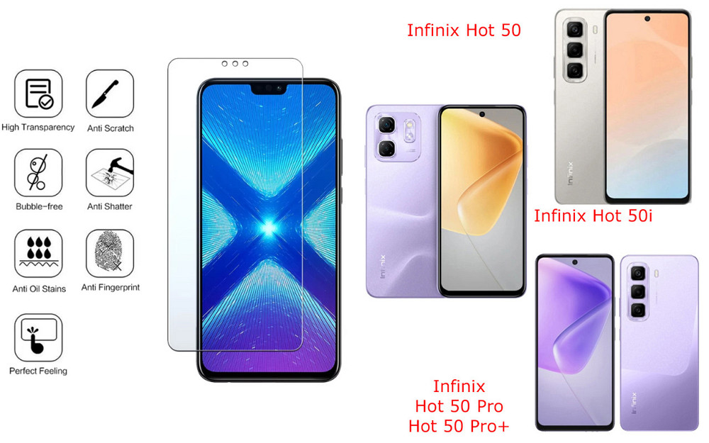 Защитное стекло NeoGlass для Infinix Hot 50, Hot 50i, Hot 50 Pro, Hot 50 Pro+ – ультрапрозрачное и устойчивое Киев - изображение 4