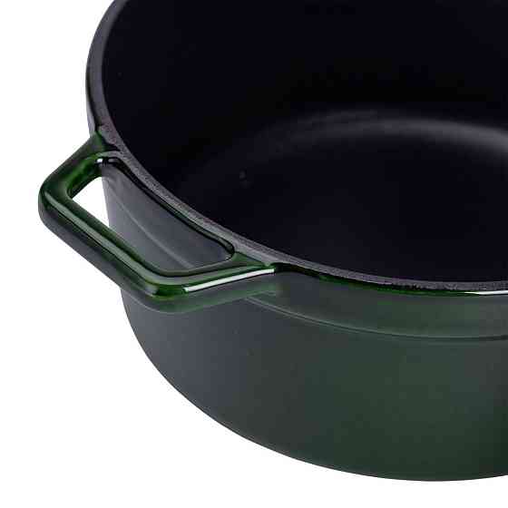 Каструля чавунна емальована 3,5 л з кришкою Ø24 см Зелена HP-1-1 Київ