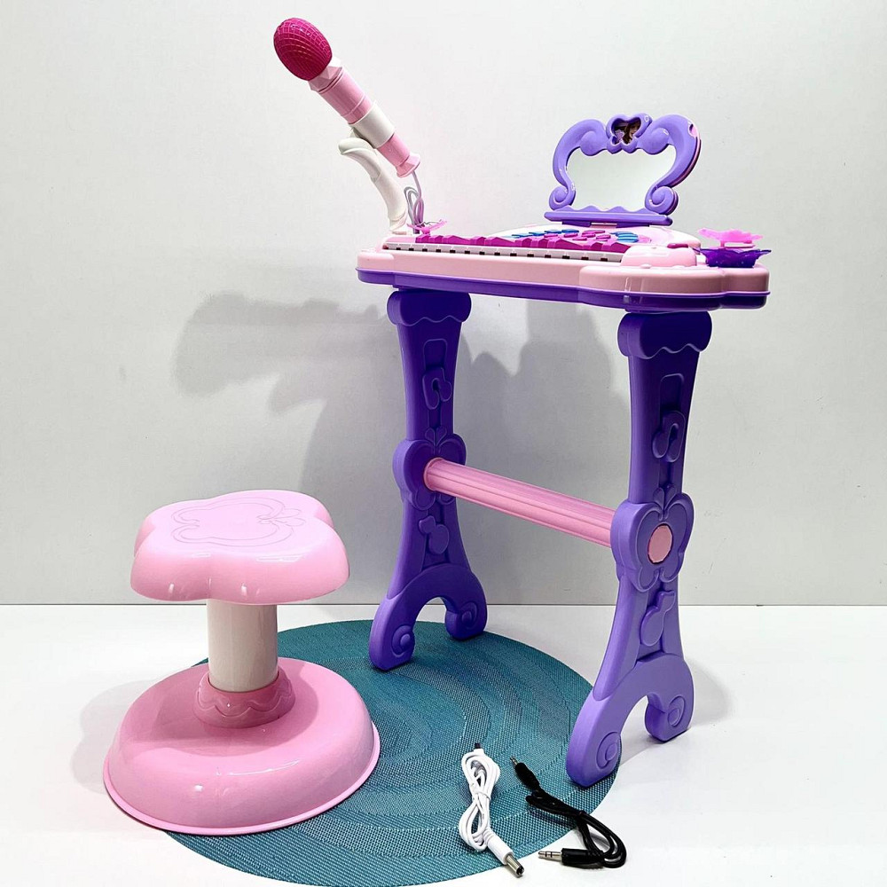 Піаніно синтезатор музичний зі стільчиком 25 клавіш з MP3 мікрофоном та регулятором гучності Рожевий (J92-01) Чернігів - фото 1