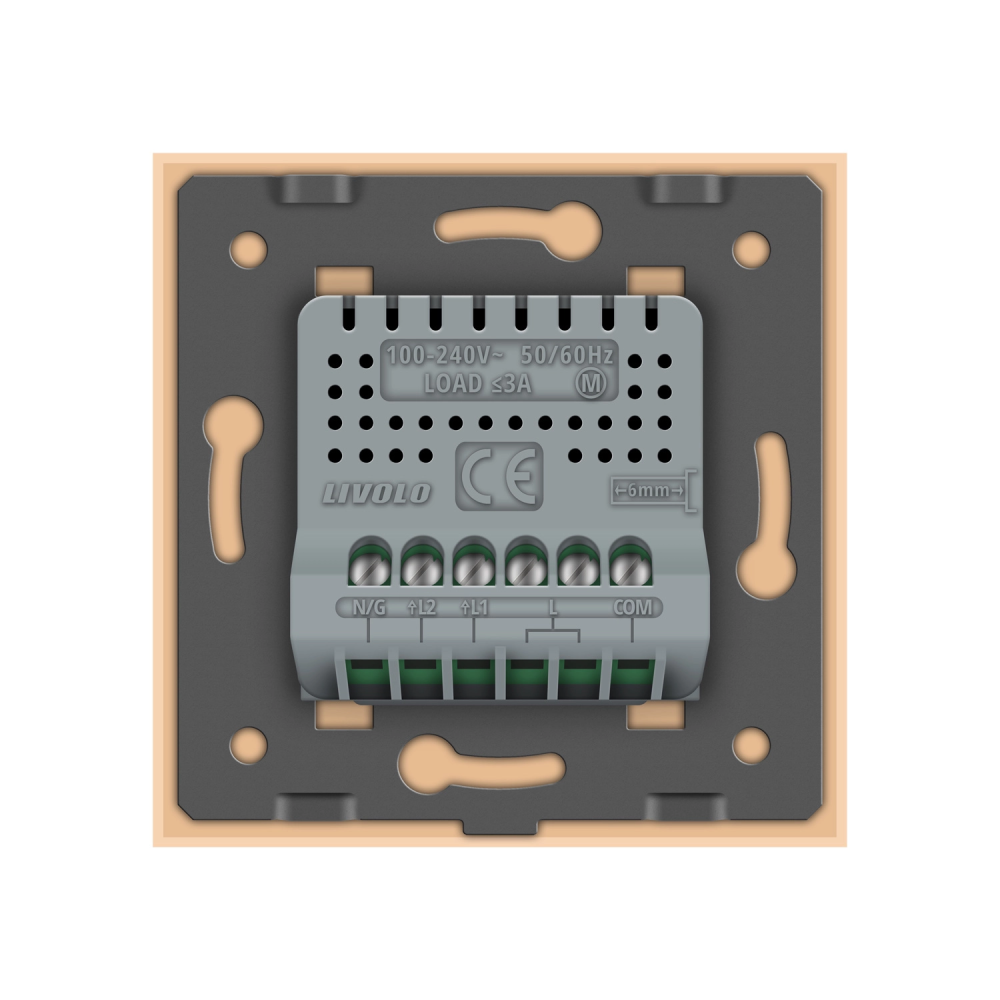 LIVOLO Сенсорний вимикач 2 сенсора для ролет штор воріт жалюзі LIVOLO золотий матовий скло Коломия - фото 4