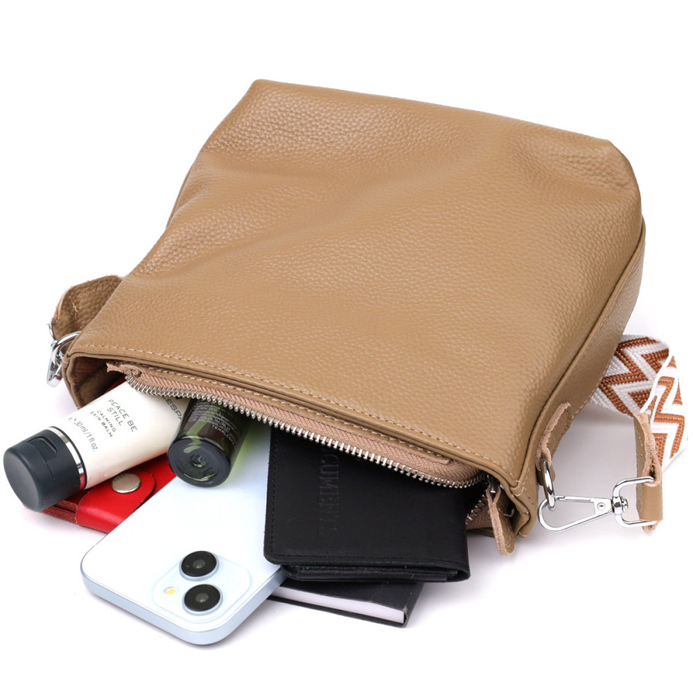 Жіноча шкіряна сумка на плече для повсякденного носіння Vintage 22912 Бежевий Київ - фото 7