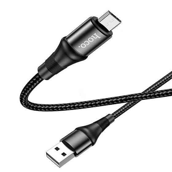 Кабель HOCO X50 USB - Micro 2.4A, 1m, нейлон, алюмінієві конектори, колір чорний 6931474734211 Одеса