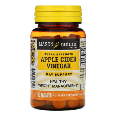 Травы Mason Natural Яблочный уксус, Extra Strength Apple Cider Vinegar, 100 таб (MAV13951) Винница - изображение 1