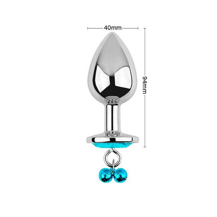 Металева анальна пробка з повідцем - Бірюзовий - 4*9,4 см - Анальні іграшки Вінниця - фото 2