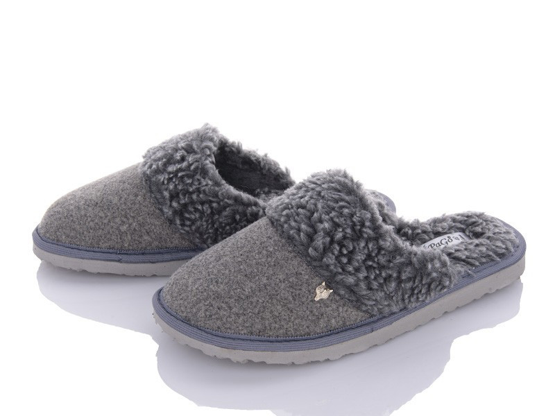 Тапочки чоловічі закриті на овчині теплі з легкою підошвою PaGo "Вовк" сірі Одесса - изображение 2