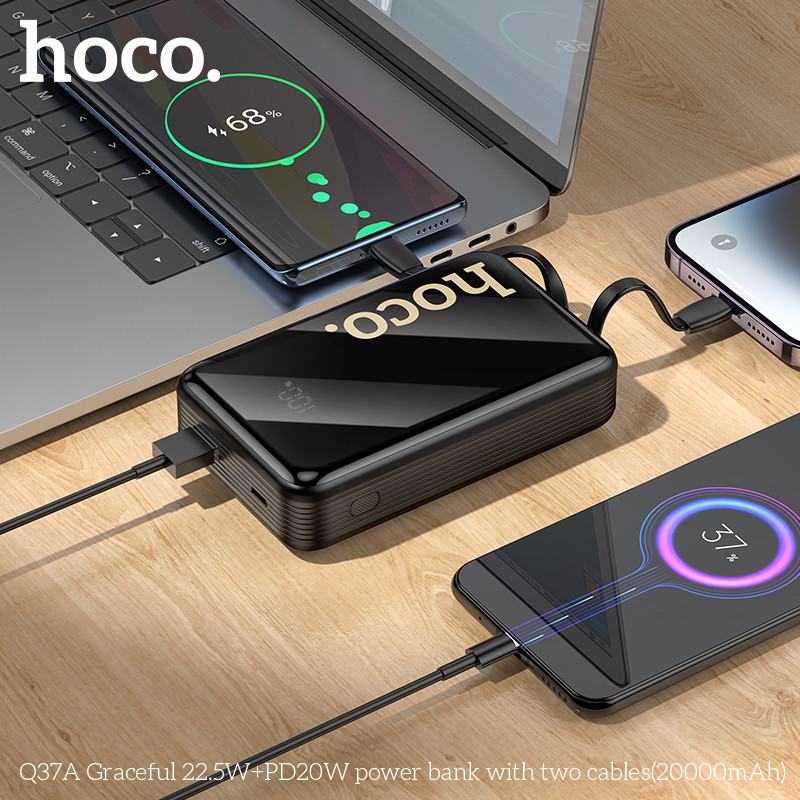Павербанк 20000 mAh HOCO Q37A Graceful 22.5W PD20W быстрая зарядка встроенный кабель power bank повербанк Одесса - изображение 9