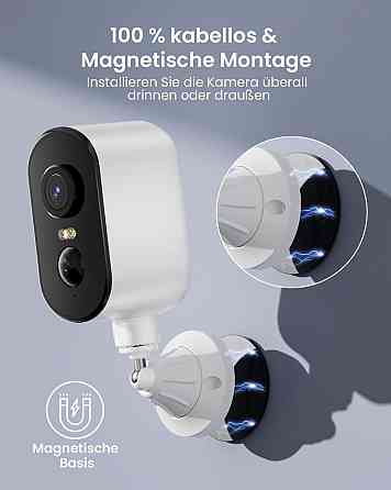 Вулична камера відеоспостереження WiFi бездротова з акумулятором 2K 3MP IP65 виявлення руху нічне бачення двосторонній звук Київ