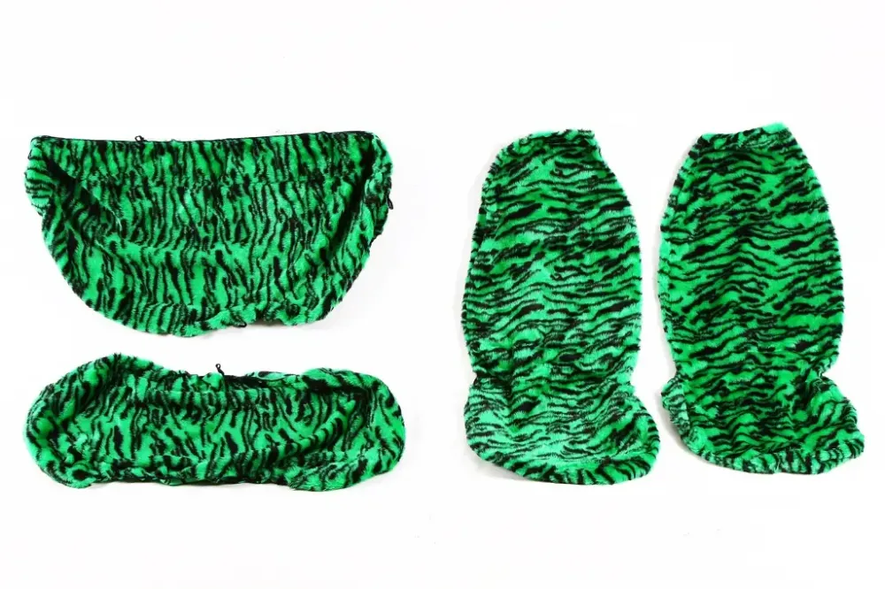 Чехлы на сидушки меховые черный/зеленый Винница - изображение 1