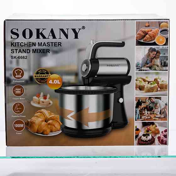 Міксер стаціонарний Sokany 4 л, 1000 Вт, 5 швидкостей Київ