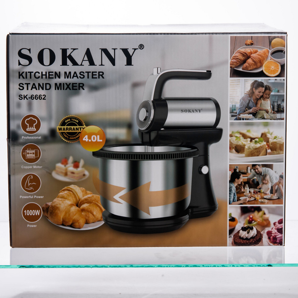 Міксер стаціонарний Sokany 4 л, 1000 Вт, 5 швидкостей Київ - фото 6