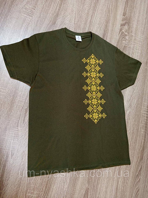 Мужская вышиванка с коротким рукавом хаки Свобода Кривой Рог - изображение 2