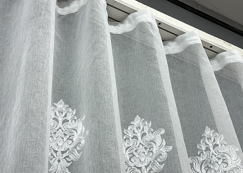 Тюль VR-Textil 1677т Батист с вышивкой Белый 300х270 см (42-0676) Киев - изображение 7