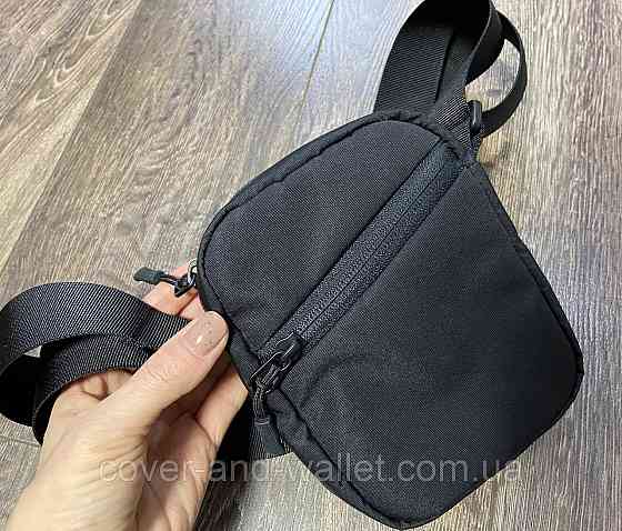 Маленька чоловіча сумка через плече чорного кольору з тканини Оксфорд 600 VIntage Київ