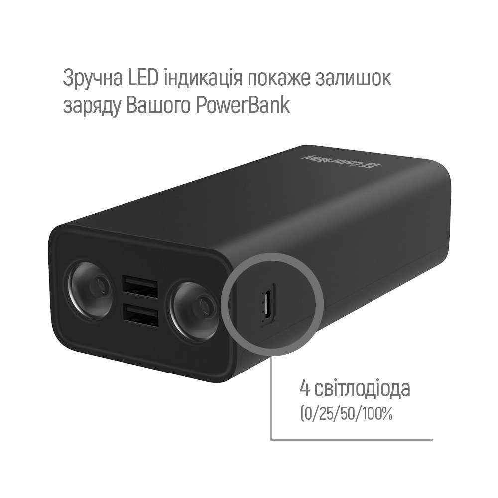 Павербанк 30000mAh ColorWay CW-PB300LPB3BK-F з ліхтариком чорний Житомир - изображение 6