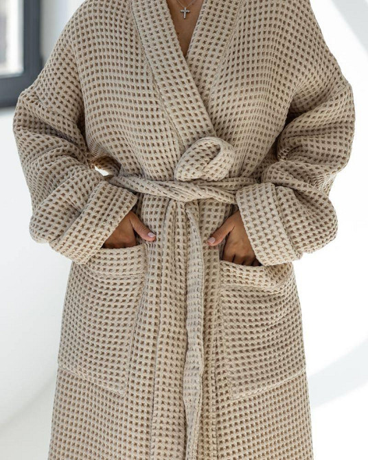 Жіночий халат з вафельної натуральної тканини Харків - фото 3