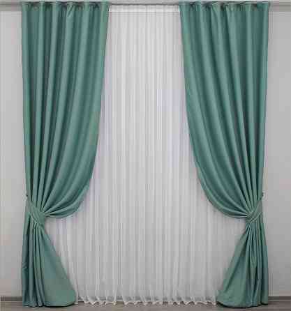 Комплект готовых штор VR-Textil Блэкаут Midnight № 1229ш Бирюзовый 150х290 см 2 шт (33-0057) Киев