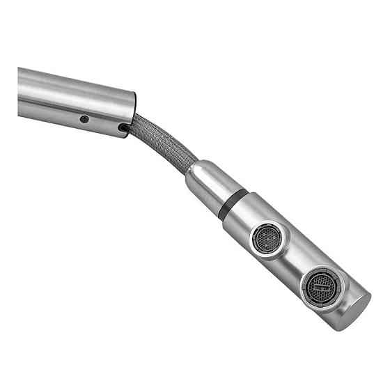 Кухонный смеситель Zerix LUX-024 с выдвижной лейкой, нержавеющая сталь, двойное подсоединение воды (ZX5555) Харьков