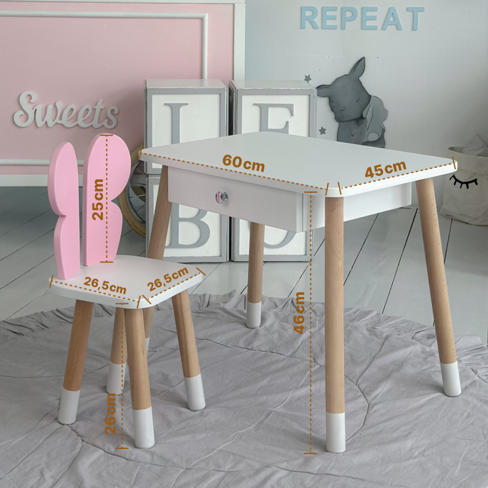 Рожевий стіл і стілець для дівчачої кімнати Київ - фото 1