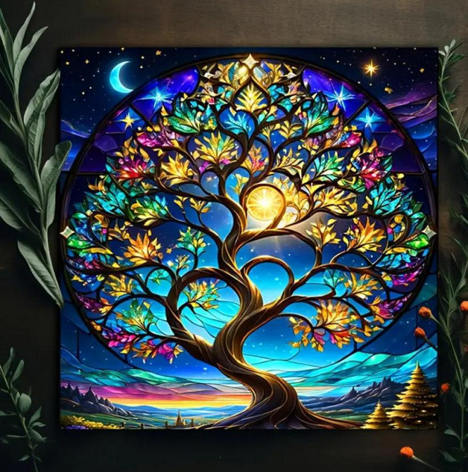 Алтарная скатерть для карт Таро и Рун. Скатерть для гадания 49*49 см. Древо жизни Киев - изображение 3