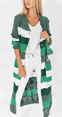 Ажурний кардиган із кишенями в смужку (48-52) Київ