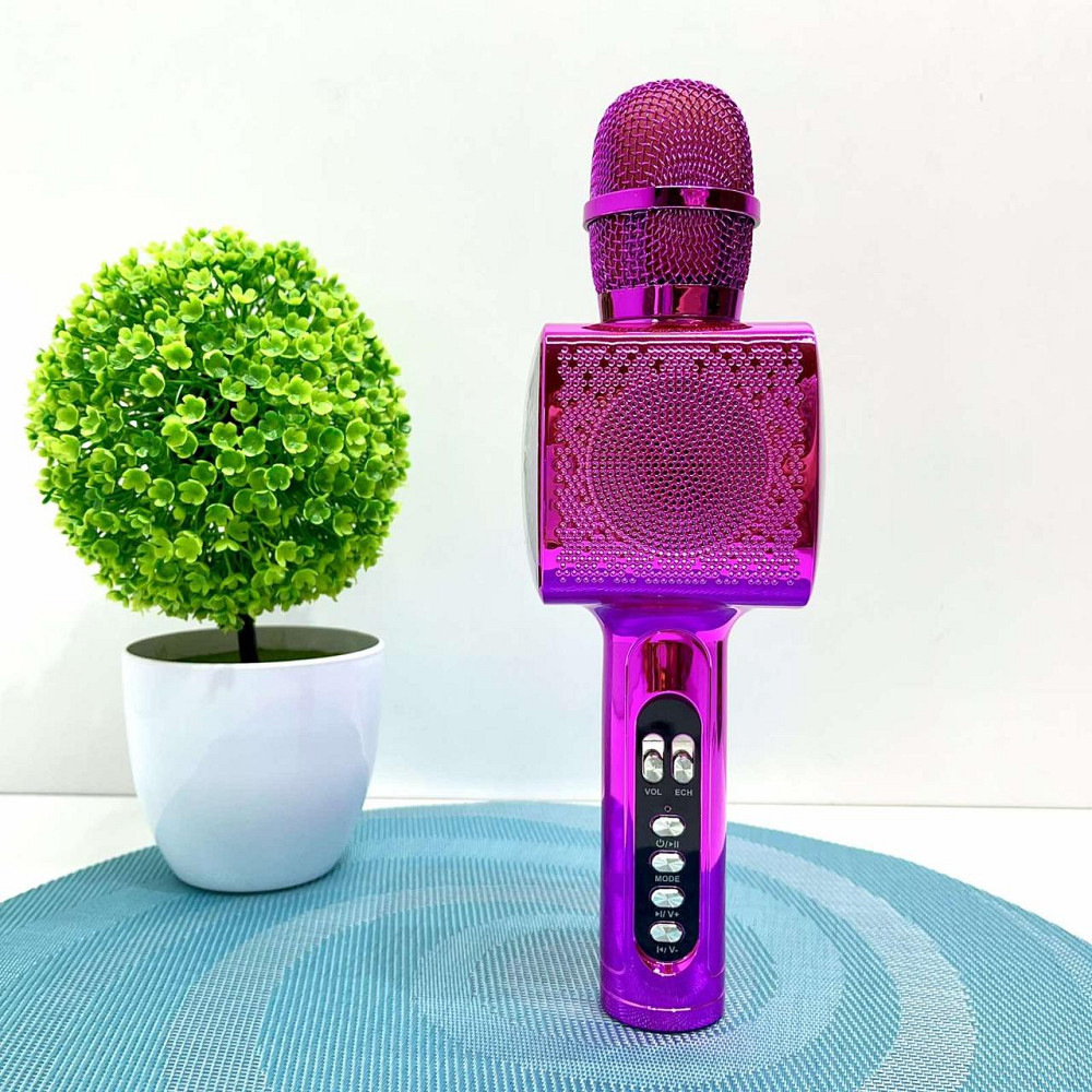 Мікрофон бездротової караоке bluetooth USB акумулятор TF слот 25см Фіолетовий (L20) Чернігів - фото 1