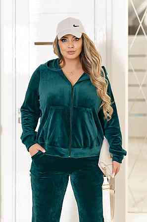 Велюровий спортивний костюм жіночий "Davos" | Норма і батал Смарагдовий, 46-48 Київ