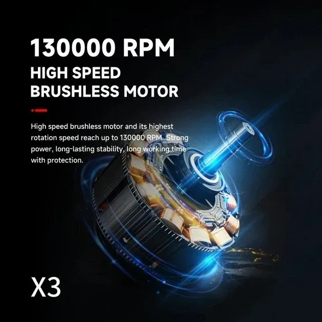 Акумуляторний повітродув Turbo Fan X3 (турботурбіна 130000 об/хв, 52 м/с, 180W, 3000 мАг, ручний турбовентилятор) Одеса - фото 8