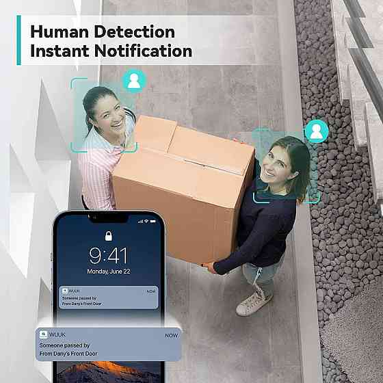Беспроводная камера видеонаблюдения WUUK 2K WiFi с базовой станцией, цветное ночное видение, 32GB локальной памяти, IP67 Киев
