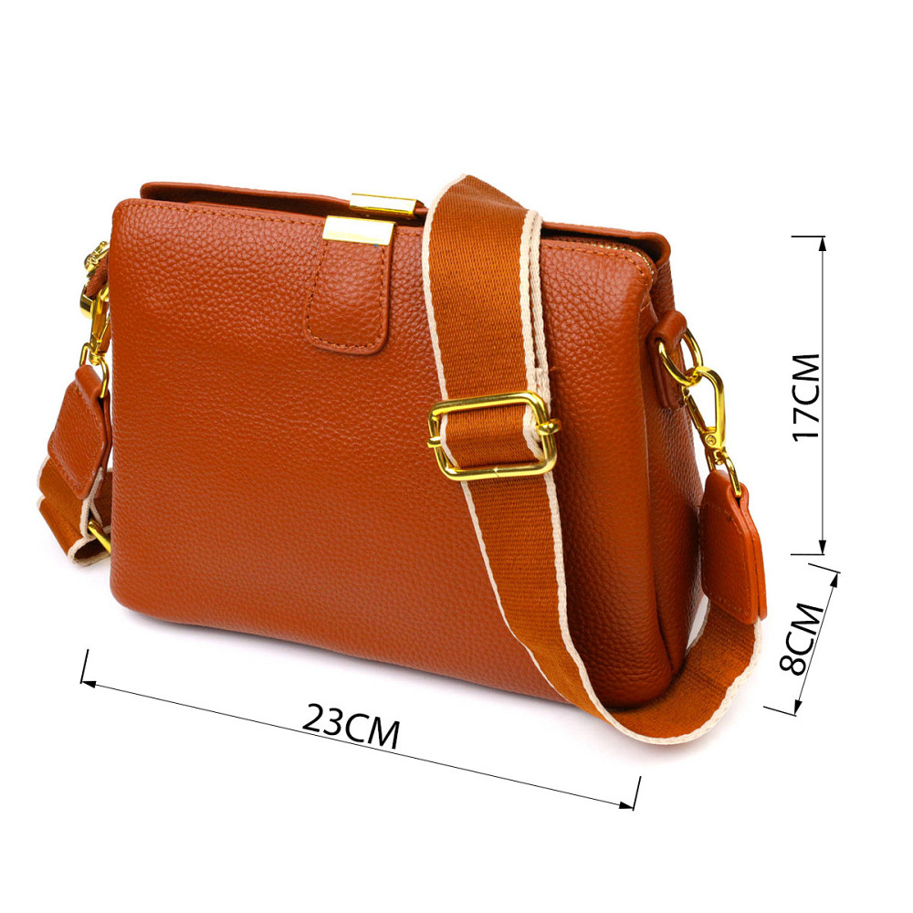 Стильна жіноча сумка на три відділення з натуральної шкіри 22105 Vintage Руда Київ - фото 4