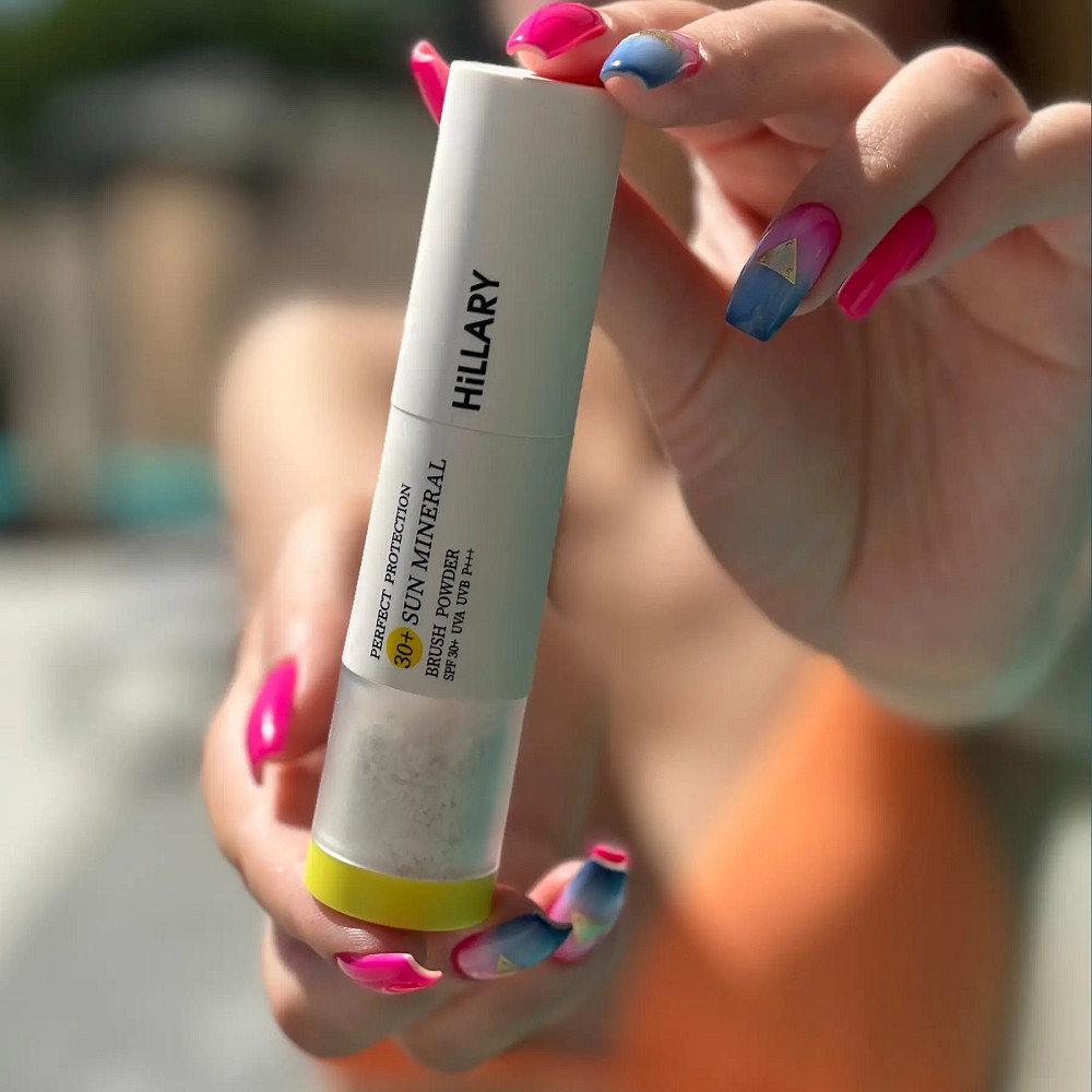 Сонцезахисна мінеральна пудра бежева з SPF 30+ Sun Mineral Brush Powder SPF 30+ Warm Medium Tone Hillary 4 г Київ - фото 8