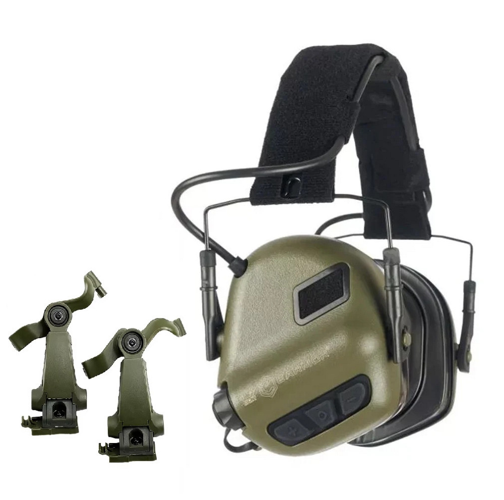 Активні захисні навушники Earmor M31 Plus з кріпленням Чебурашка Earmor M16A (Оливковий) Вінниця - фото 1