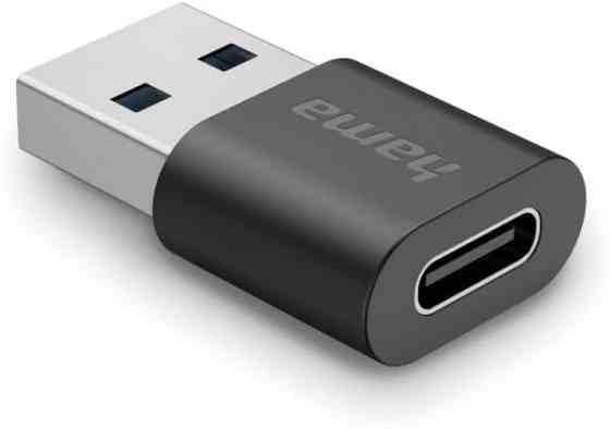 Адаптер USB-C Hama USB 3.2 Gen2 чорний USB-A male→female SuperSpeed 10 Гбіт/с OTG для ноутбука, ПК, MacBook, планшета Київ