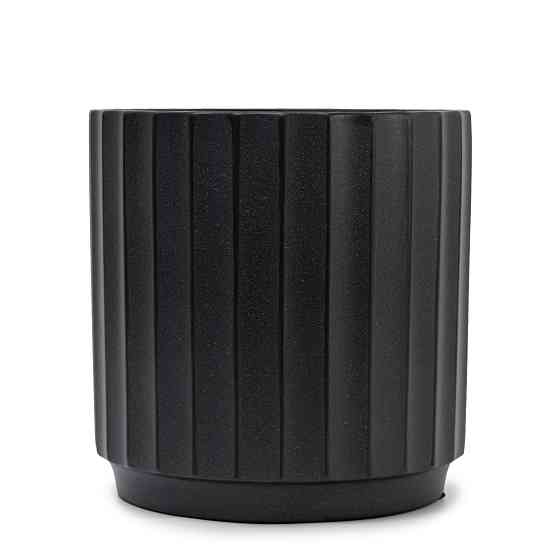 elemi Кашпо для квітів керамічне elemi "Грань" (чорний) 16" круглий 2,4 л Коломыя