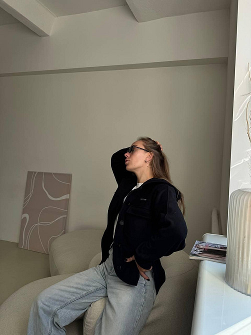 Жіноча стильна тепла сорочка з ґудзиками-поліс Чорний Одеса - фото 3