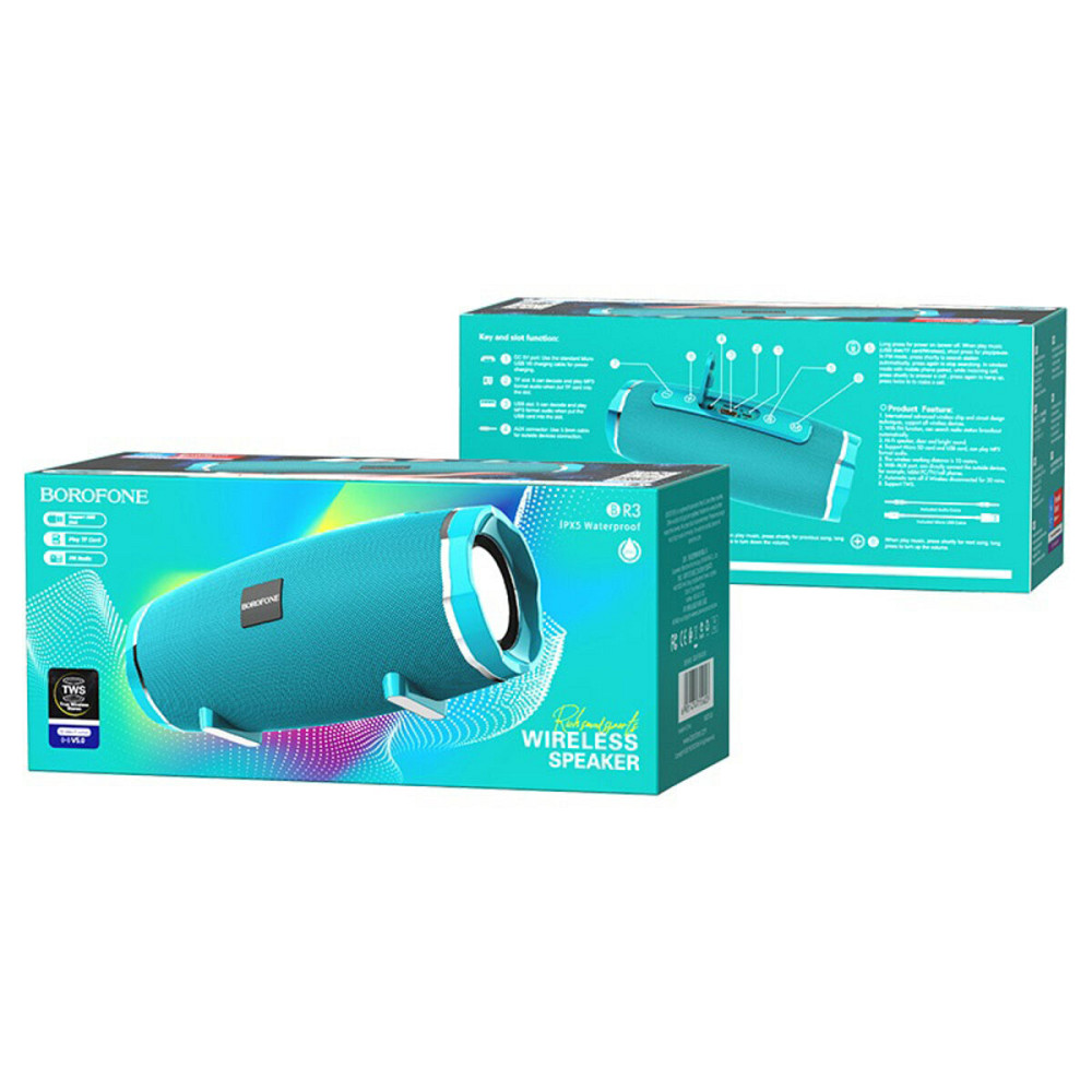 Портативна колонка BOROFONE BR3 Rich sound sports wireless speaker Peacock Blue Київ - фото 3