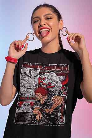 Футболка для мальчика аниме Баки Грапплер Гйм Воркоут оверсайз (рост от 165 до 180 ) Черний AnimeJ0007m Днепр