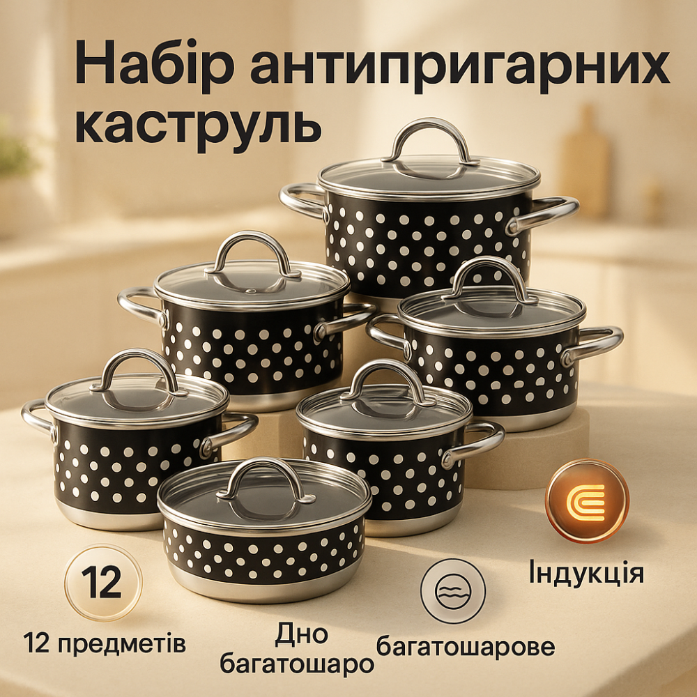 Набор кастрюль для электронной плиты, Набор кастрюль с неприлипающим покрытием, Хорошие кастрюли WH-81 Львов - изображение 12